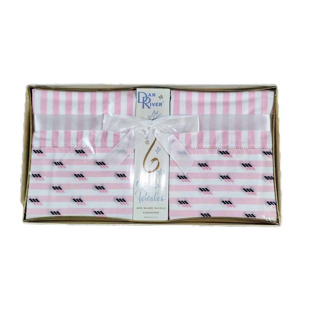 DEADSTOCK DAN RIVER COMBED PERCALE PILLOWCASES COQUETTE KAWAII
